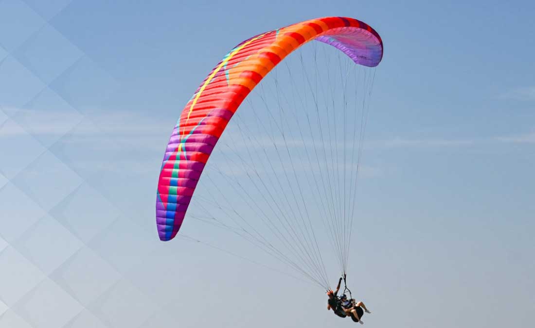 BGD Dual 3 tandem paraglider in flight
